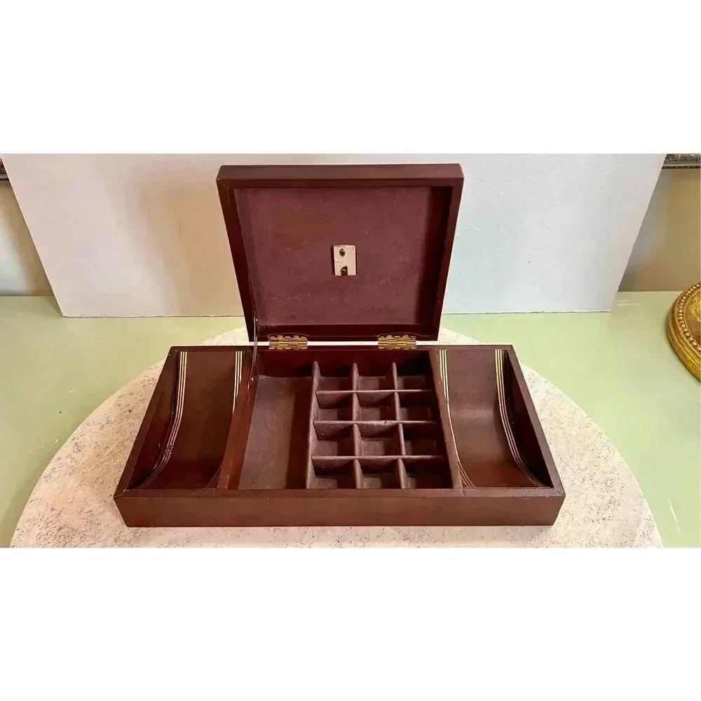 Brown Fantastic Vintage Condition Leather Like Fabric Jewelry Box‎